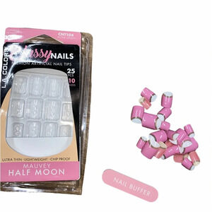 LA colors set of 21 artificial nails mauve half moon